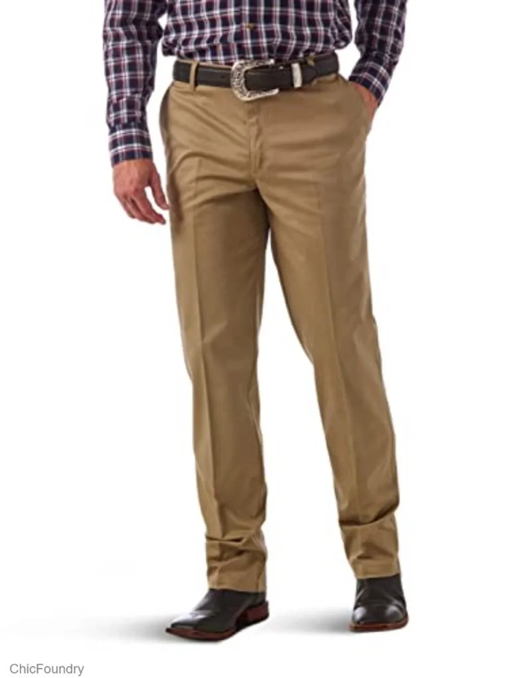Men's Flat Front Casual Khaki Pants Stretch Twill Wrinkle Resist